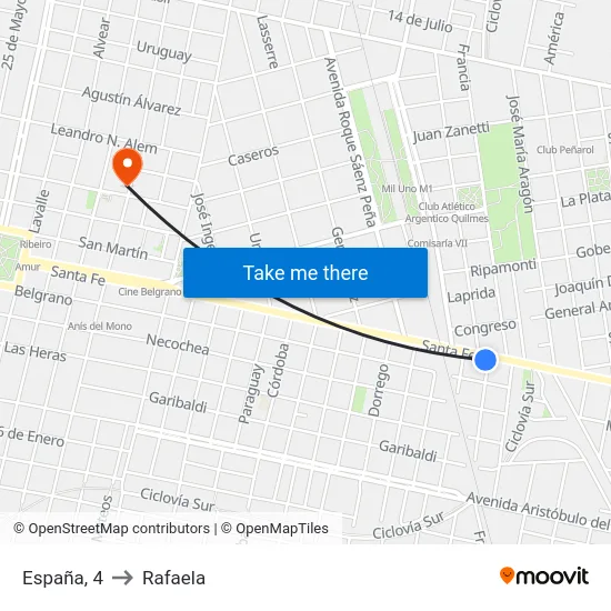 España, 4 to Rafaela map