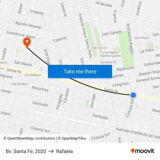 Bv. Santa Fe, 2020 to Rafaela map