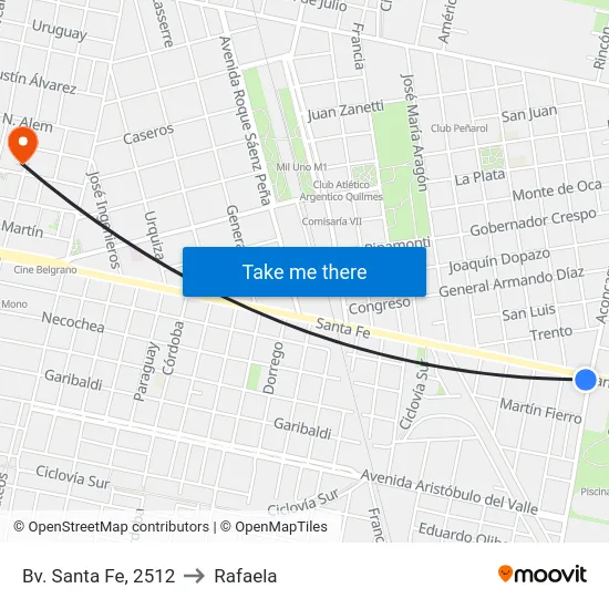 Bv. Santa Fe, 2512 to Rafaela map
