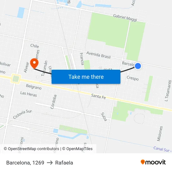 Barcelona, 1269 to Rafaela map