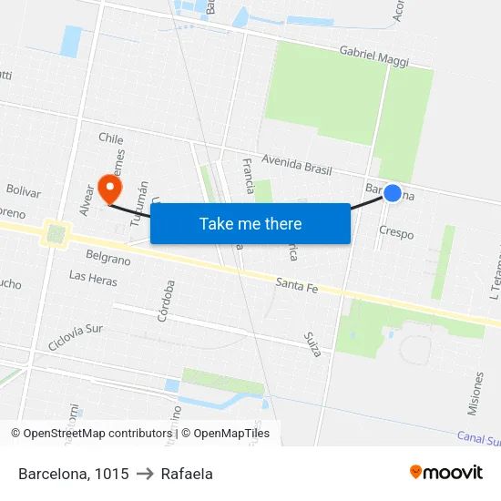 Barcelona, 1015 to Rafaela map