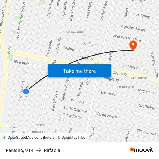 Falucho, 914 to Rafaela map
