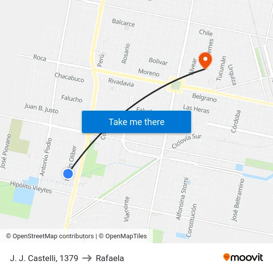 J. J. Castelli, 1379 to Rafaela map