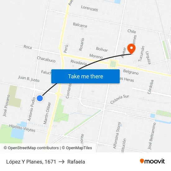 López Y Planes, 1671 to Rafaela map