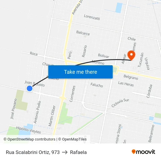 Rua Scalabrini Ortiz, 973 to Rafaela map