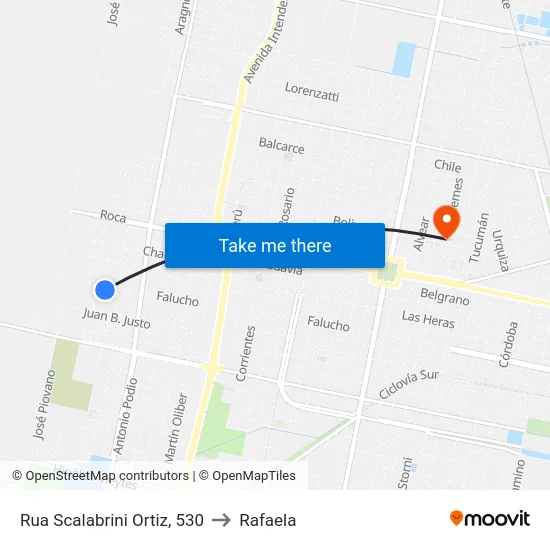 Rua Scalabrini Ortiz, 530 to Rafaela map