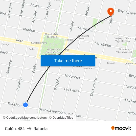 Colón, 484 to Rafaela map