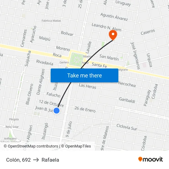 Colón, 692 to Rafaela map