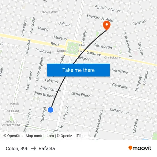 Colón, 896 to Rafaela map