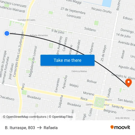 B. Iturraspe, 803 to Rafaela map