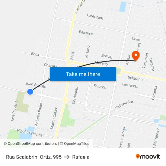 Rua Scalabrini Ortiz, 995 to Rafaela map