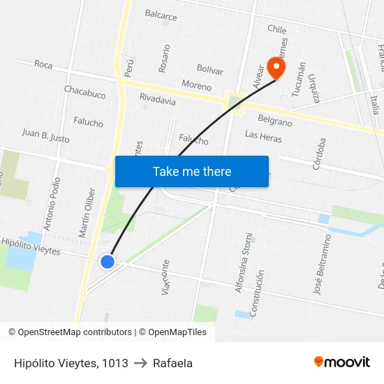 Hipólito Vieytes, 1013 to Rafaela map