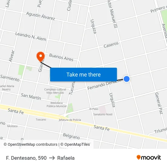 F. Dentesano, 590 to Rafaela map