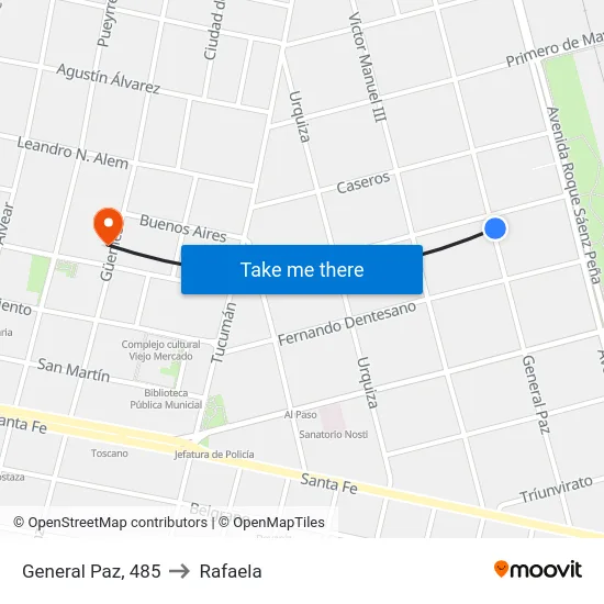 General Paz, 485 to Rafaela map