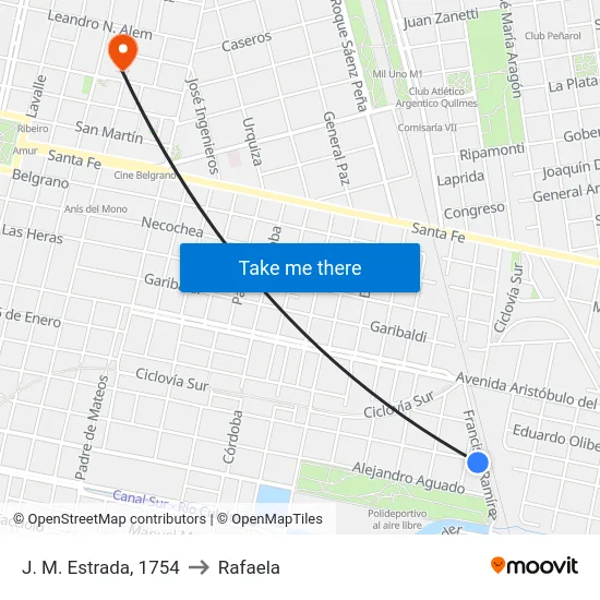 J. M. Estrada, 1754 to Rafaela map