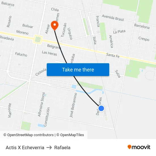 Actis X Echeverria to Rafaela map