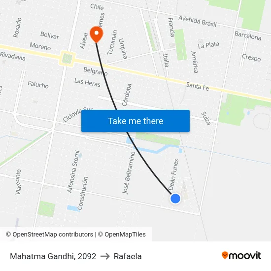 Mahatma Gandhi, 2092 to Rafaela map