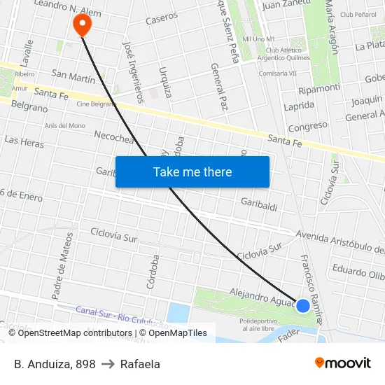 B. Anduiza, 898 to Rafaela map