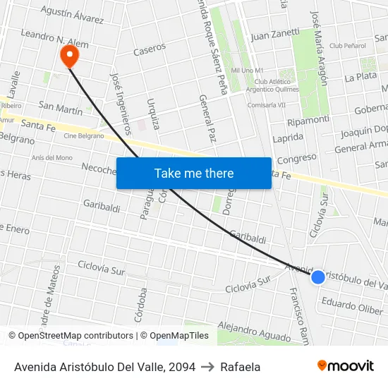 Avenida Aristóbulo Del Valle, 2094 to Rafaela map