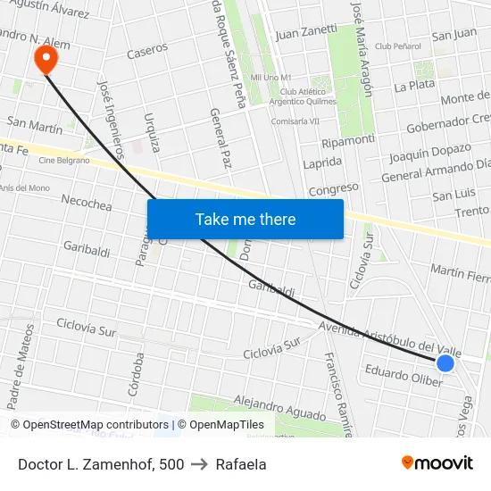 Doctor L. Zamenhof, 500 to Rafaela map