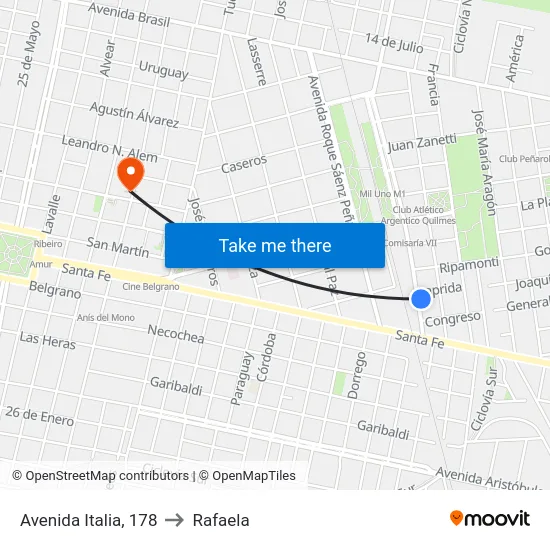 Avenida Italia, 178 to Rafaela map