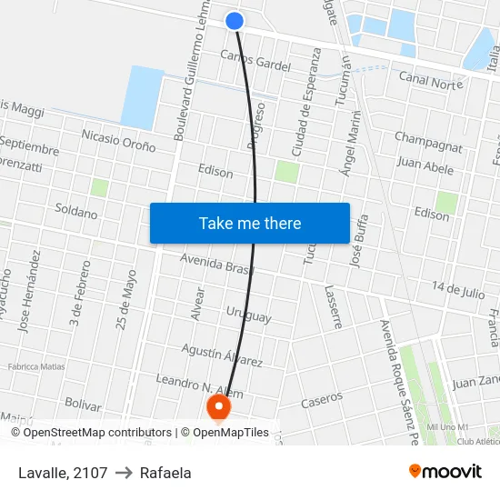 Lavalle, 2107 to Rafaela map