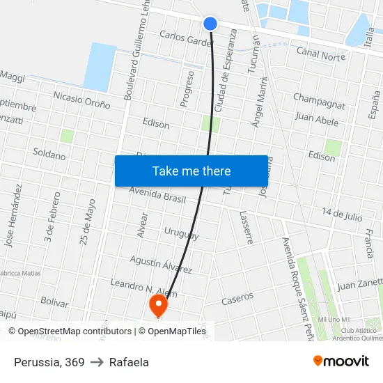 Perussia, 369 to Rafaela map