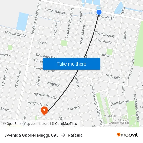 Avenida Gabriel Maggi, 893 to Rafaela map