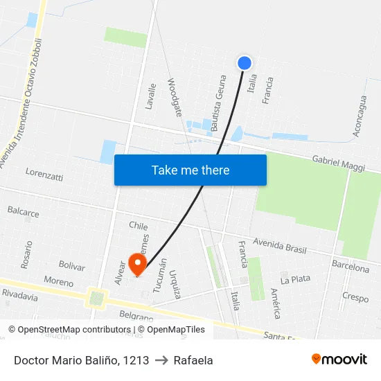 Doctor Mario Baliño, 1213 to Rafaela map