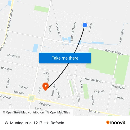 W. Muniagurria, 1217 to Rafaela map