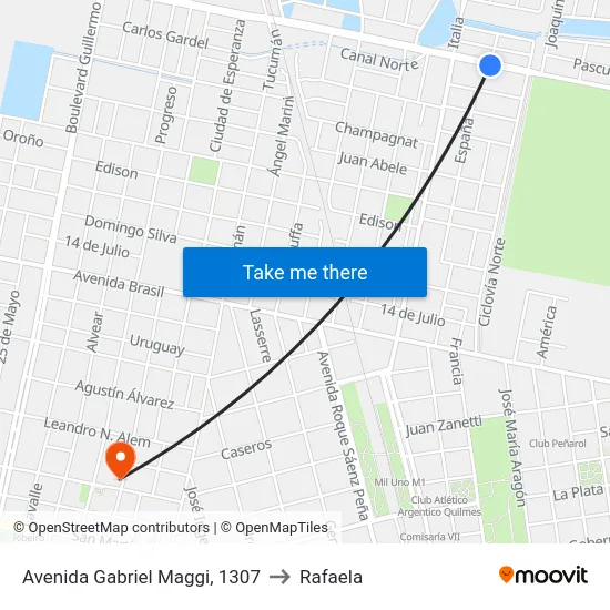Avenida Gabriel Maggi, 1307 to Rafaela map