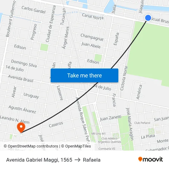 Avenida Gabriel Maggi, 1565 to Rafaela map