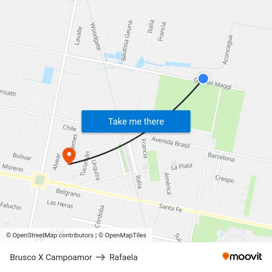 Brusco X Campoamor to Rafaela map