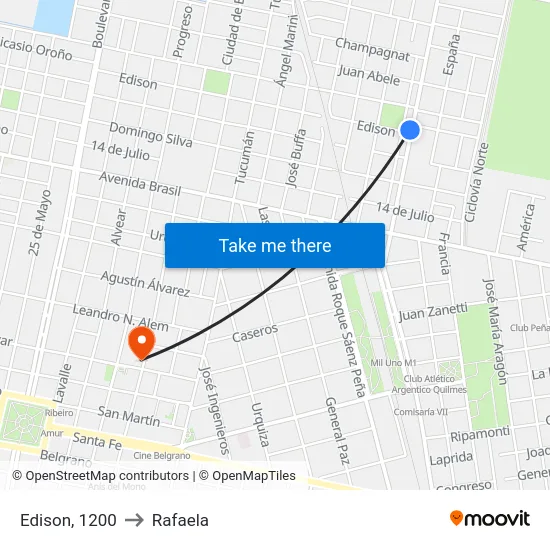 Edison, 1200 to Rafaela map