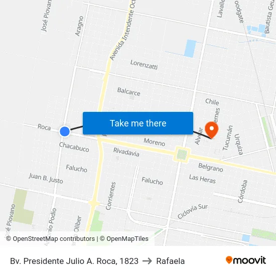 Bv. Presidente Julio A. Roca, 1823 to Rafaela map