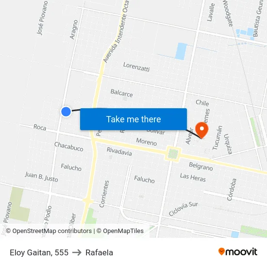 Eloy Gaitan, 555 to Rafaela map