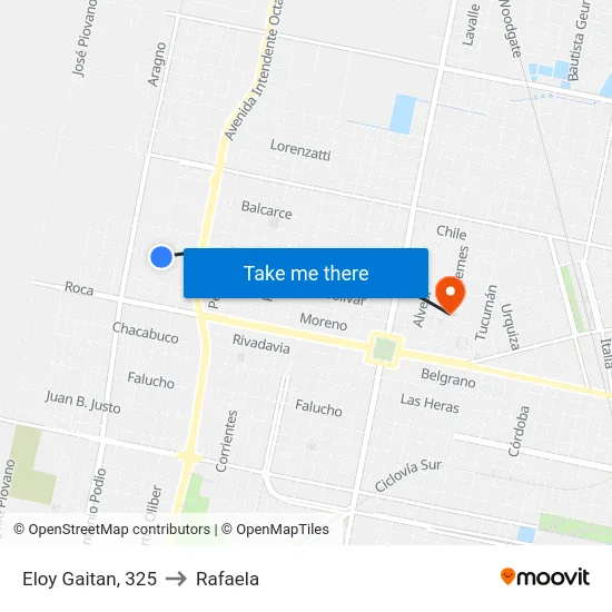 Eloy Gaitan, 325 to Rafaela map