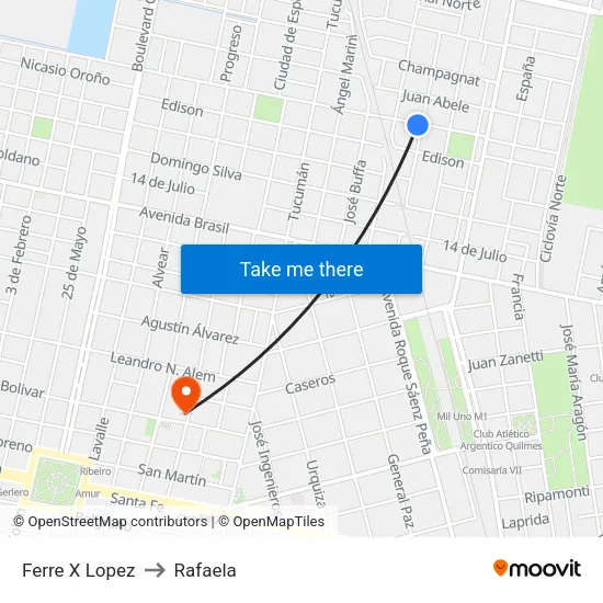 Ferre X Lopez to Rafaela map