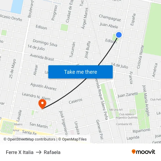 Ferre X Italia to Rafaela map