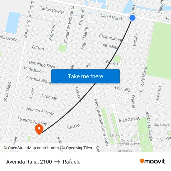 Avenida Italia, 2100 to Rafaela map