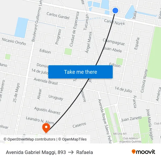 Avenida Gabriel Maggi, 893 to Rafaela map