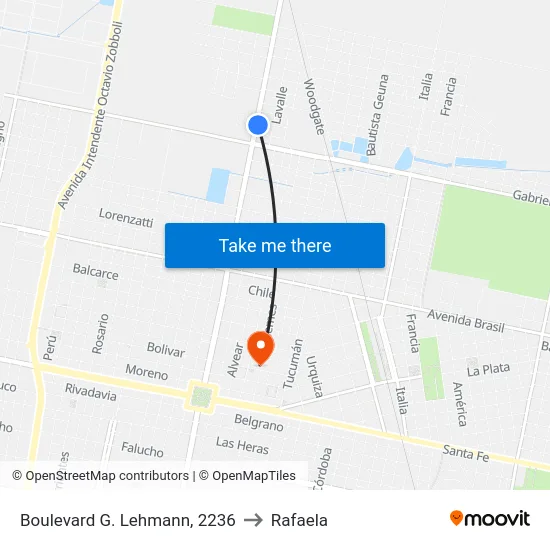 Boulevard G. Lehmann, 2236 to Rafaela map