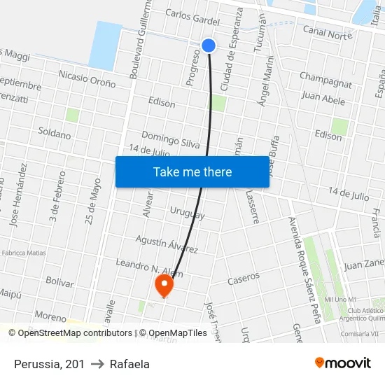 Perussia, 201 to Rafaela map