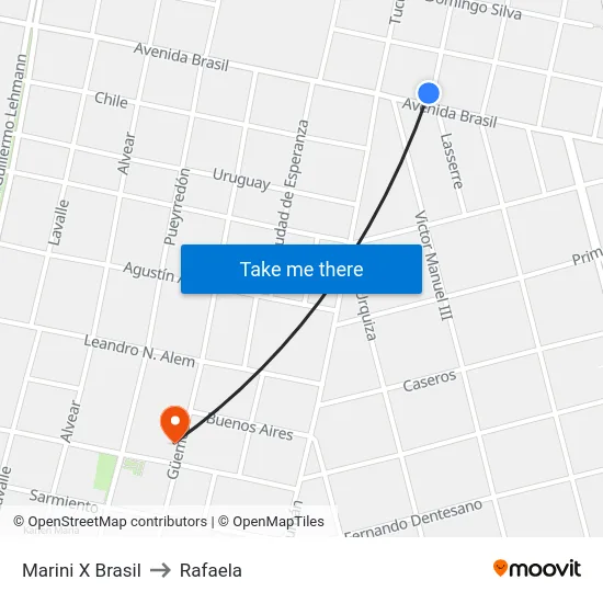 Marini X Brasil to Rafaela map