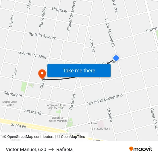 Victor Manuel, 620 to Rafaela map