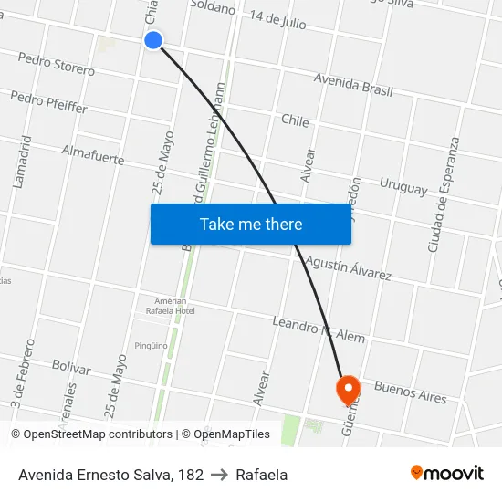 Avenida Ernesto Salva, 182 to Rafaela map