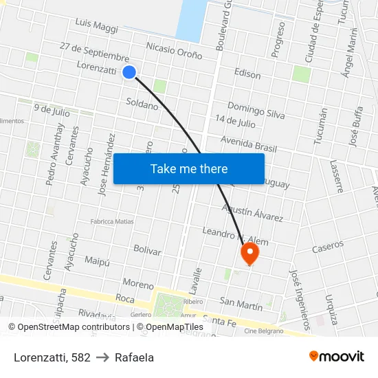 Lorenzatti, 582 to Rafaela map