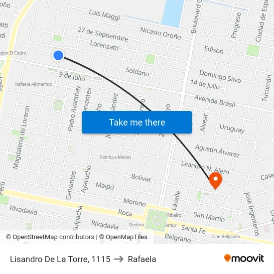 Lisandro De La Torre, 1115 to Rafaela map