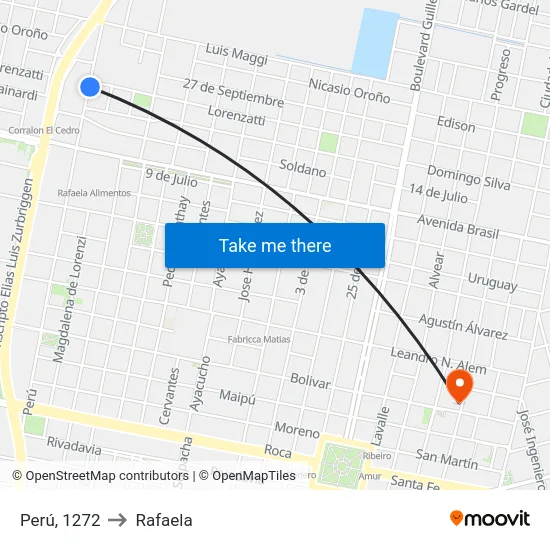 Perú, 1272 to Rafaela map