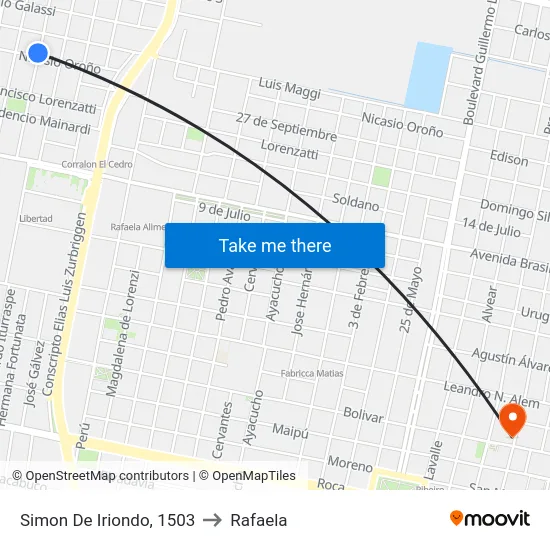 Simon De Iriondo, 1503 to Rafaela map